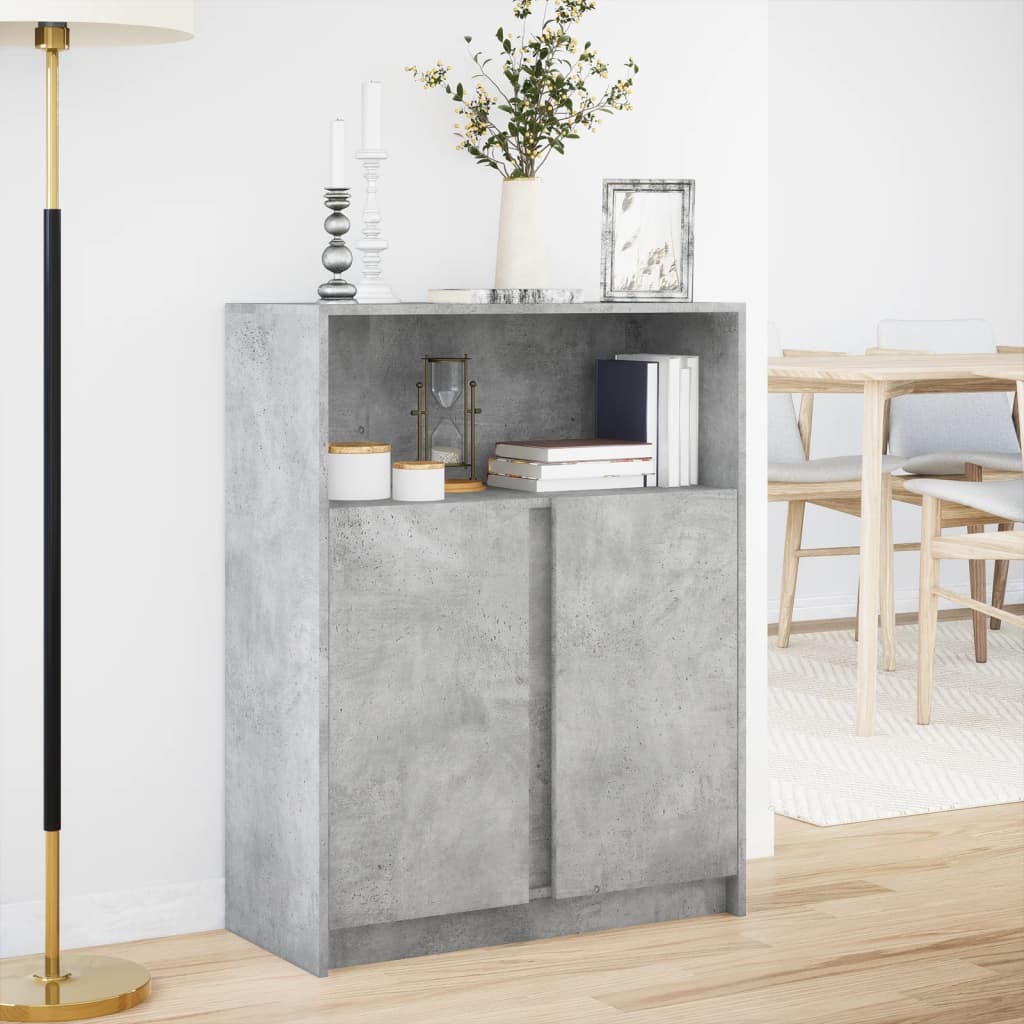 Sideboard with LED concrete gray 77x34x100 cm engineered wood