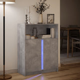 Buffet avec LED gris béton 77x34x100 cm bois d'ingénierie