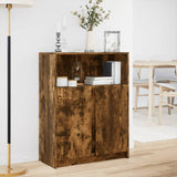 Buffet avec LED chêne fumé 77x34x100 cm bois d'ingénierie