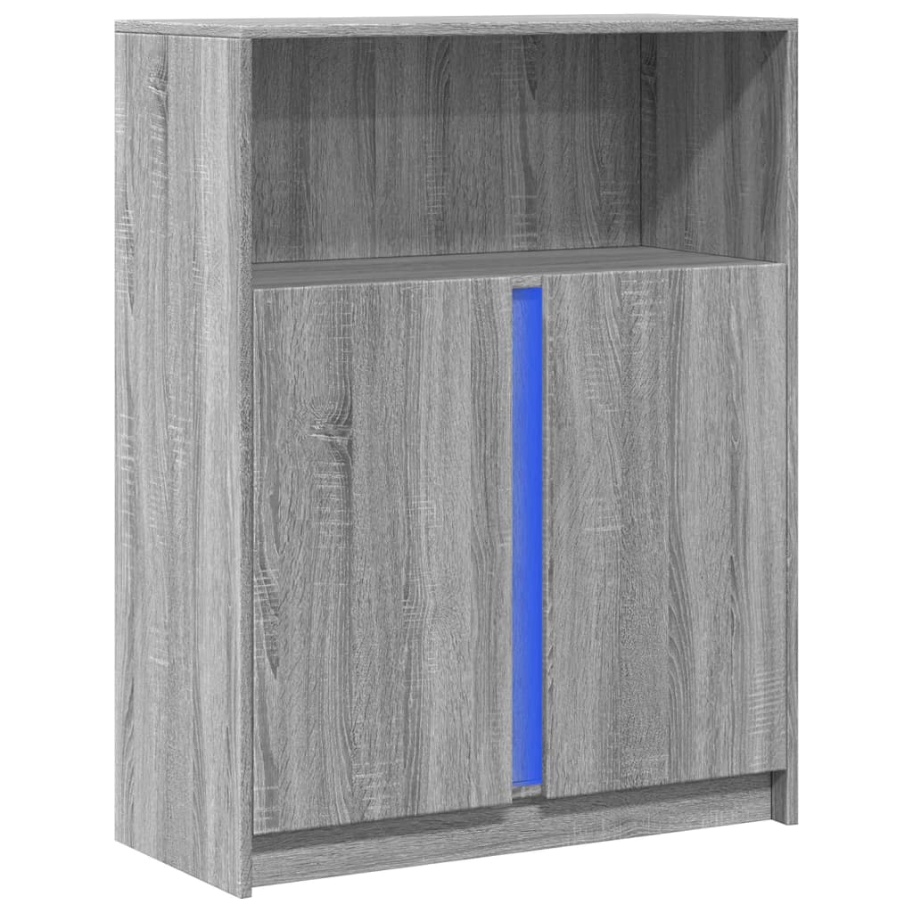 Buffet avec LED sonoma gris 77x34x100 cm bois d'ingénierie