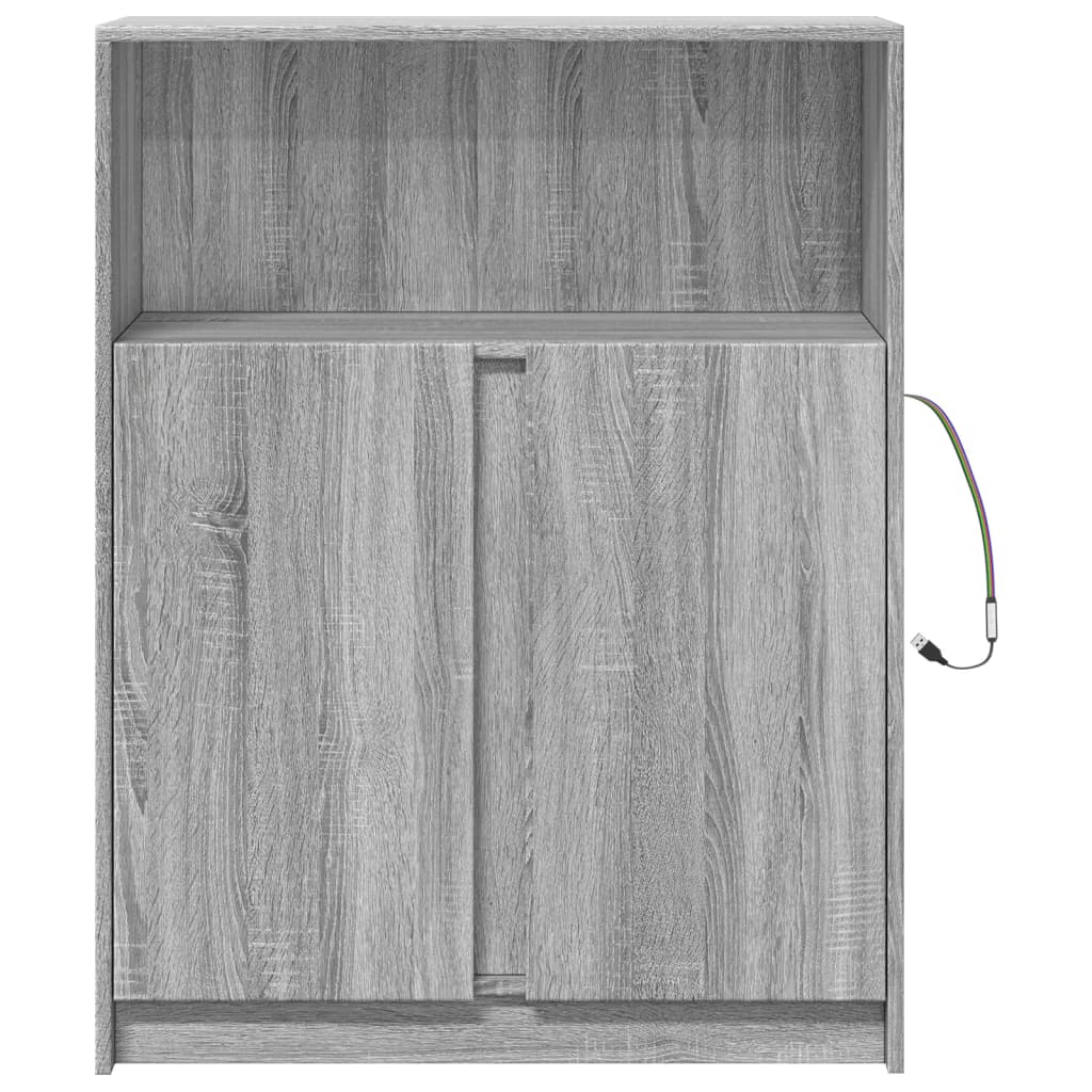 Buffet avec LED sonoma gris 77x34x100 cm bois d'ingénierie