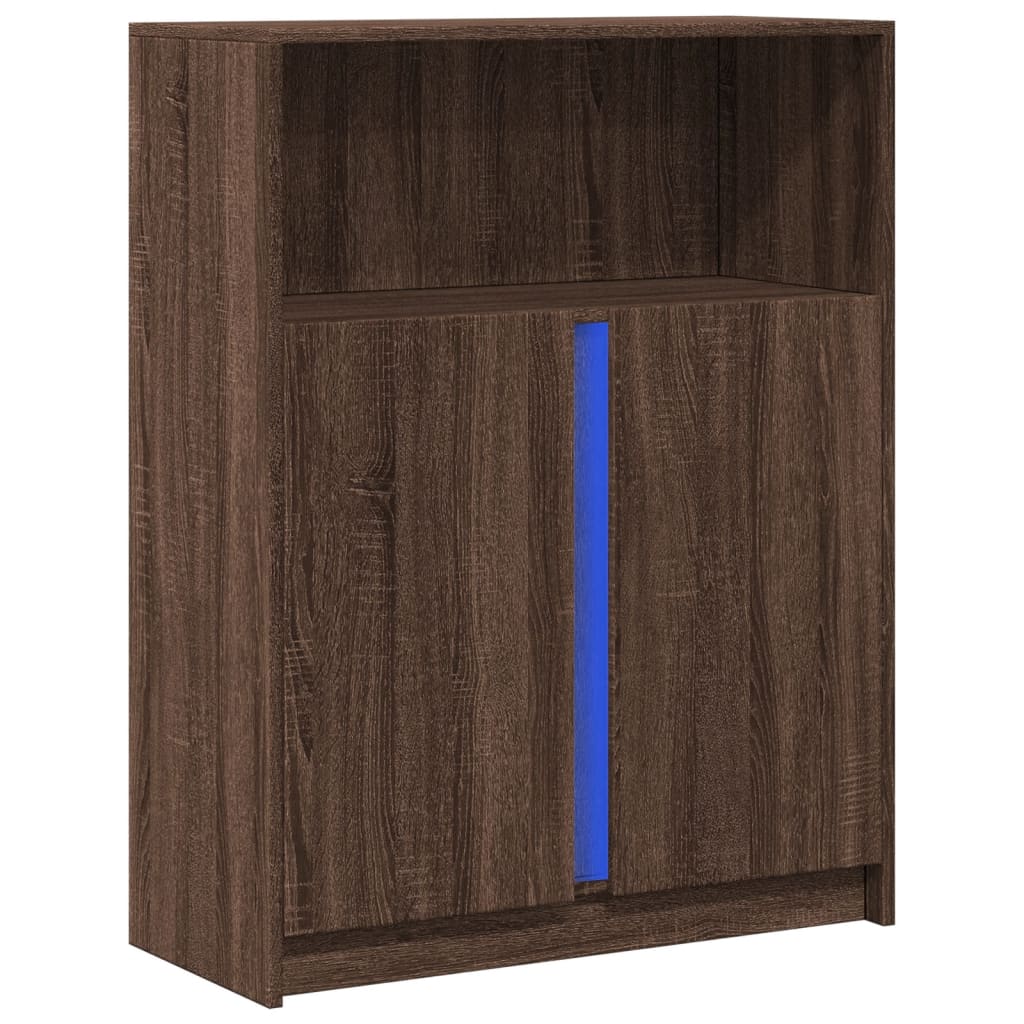 Buffet avec LED chêne marron 77x34x100 cm bois d'ingénierie