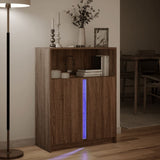 Buffet avec LED chêne marron 77x34x100 cm bois d'ingénierie