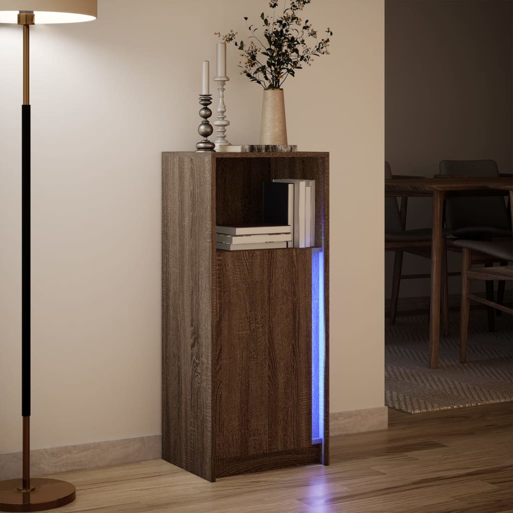 Buffet avec LED chêne marron 42,5x34x100 cm bois d'ingénierie