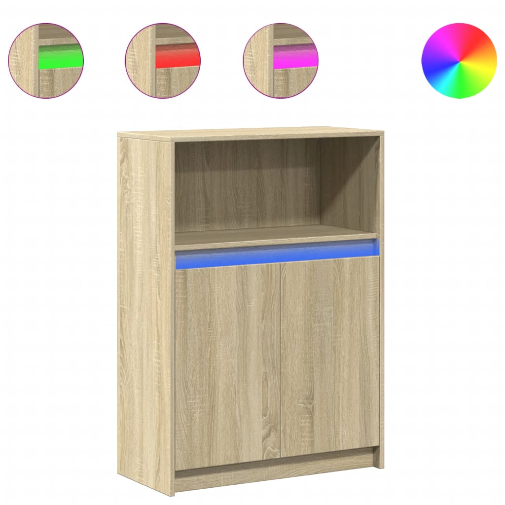 Buffet avec LED chêne sonoma 72x34x100 cm bois d'ingénierie