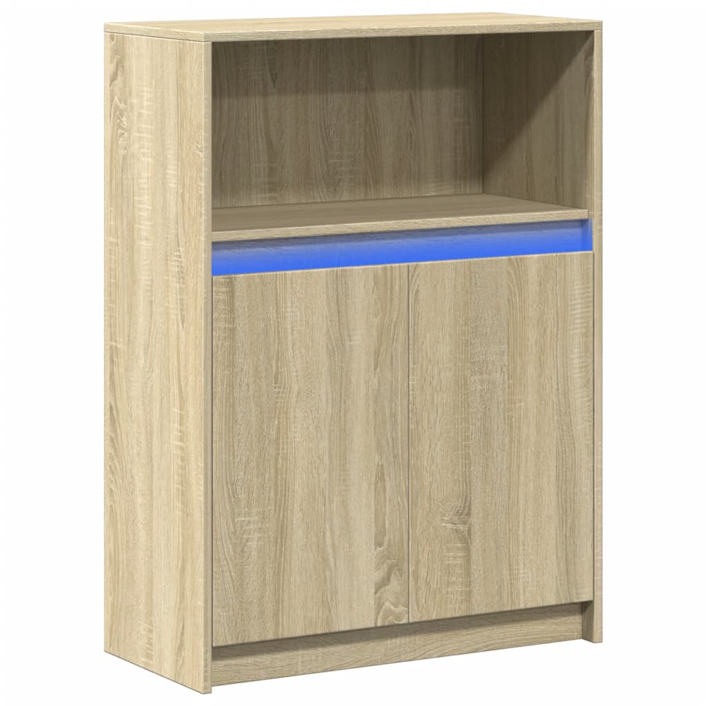 Buffet avec LED chêne sonoma 72x34x100 cm bois d'ingénierie