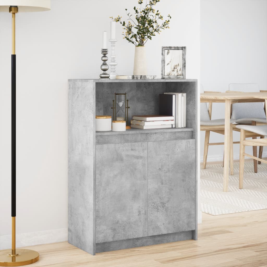 Sideboard with LED concrete gray 72x34x100 cm engineered wood