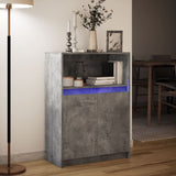 Buffet avec LED gris béton 72x34x100 cm bois d'ingénierie