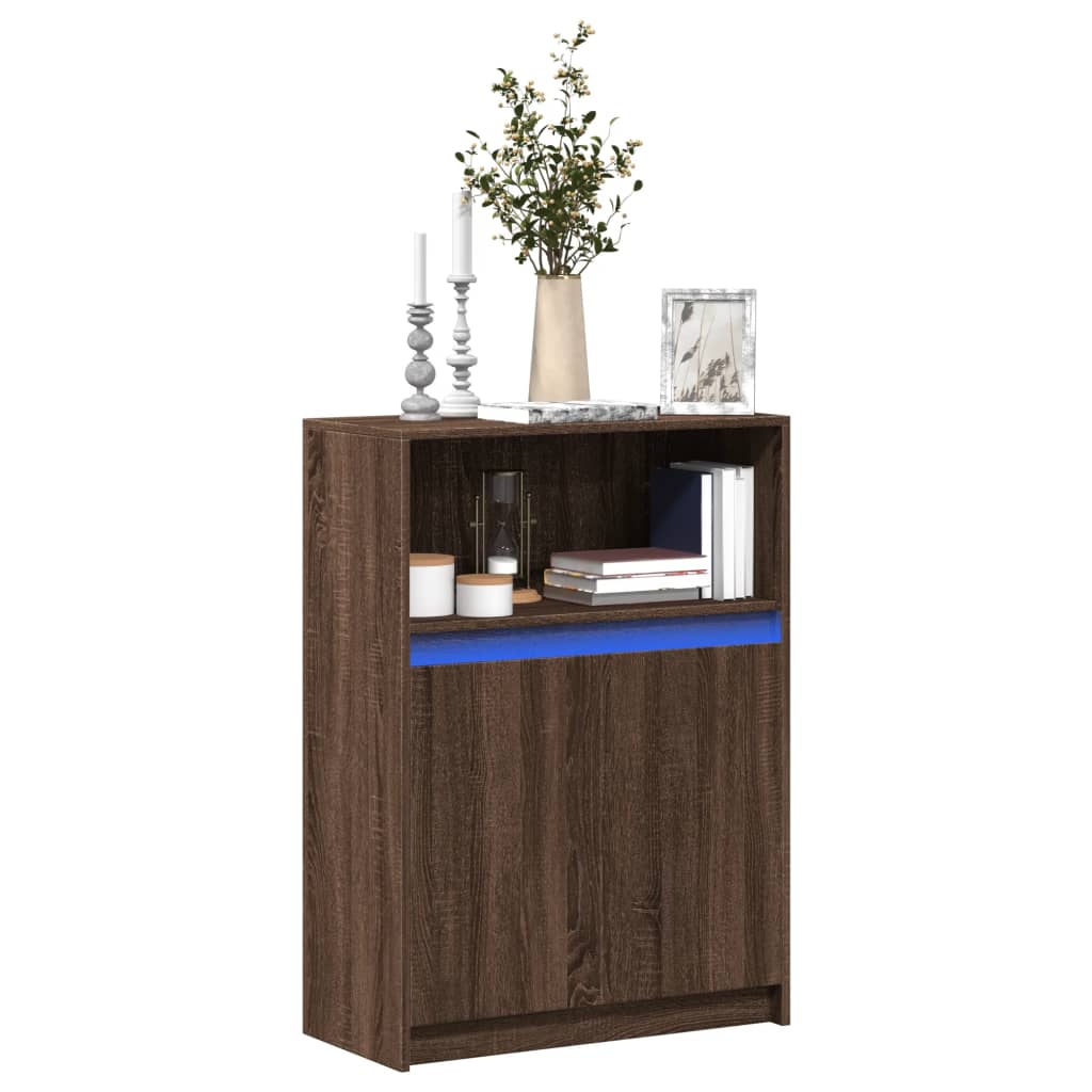 Sideboard mit LED, braune Eiche, 72 x 34 x 100 cm, Holzwerkstoff