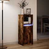 Buffet avec LED chêne fumé 38x34x100 cm bois d'ingénierie