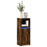 Buffet avec LED chêne fumé 38x34x100 cm bois d'ingénierie