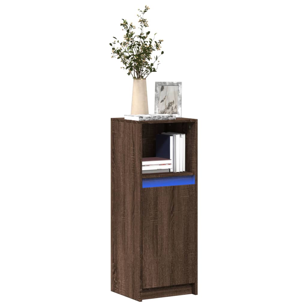 Buffet avec LED chêne marron 38x34x100 cm bois d'ingénierie