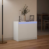 Buffet avec LED blanc 72x34x61 cm bois d'ingénierie