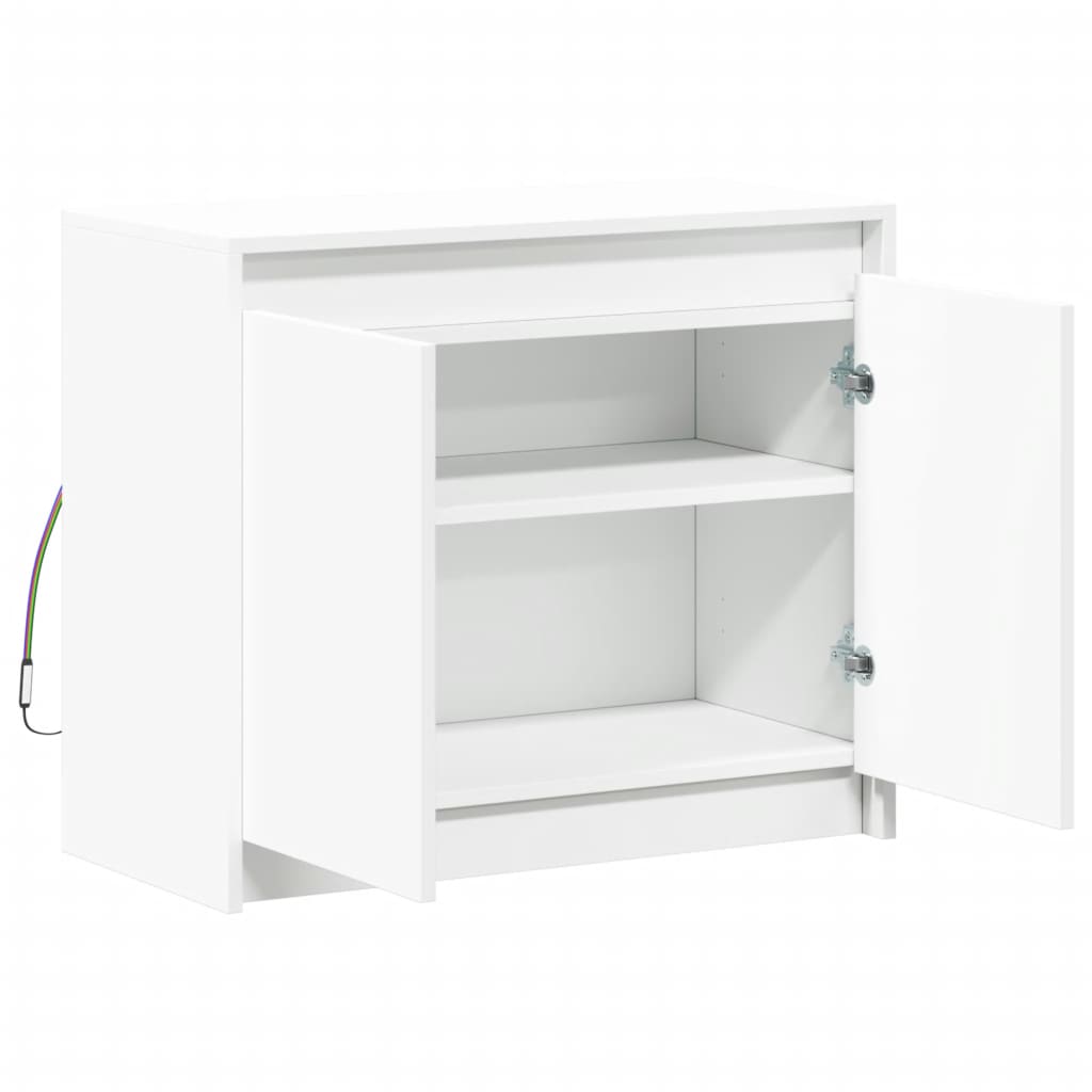 Buffet avec LED blanc 72x34x61 cm bois d'ingénierie