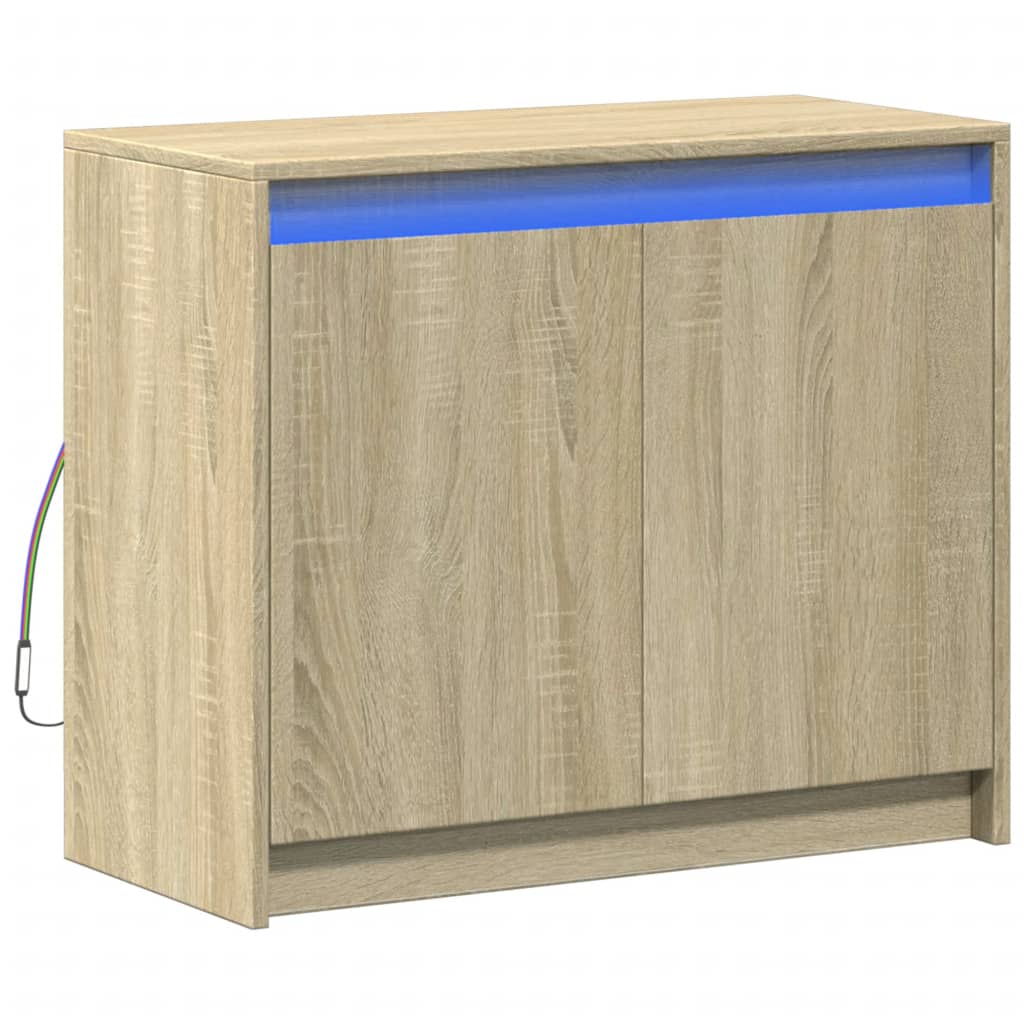 Buffet avec LED chêne sonoma 72x34x61 cm bois d'ingénierie