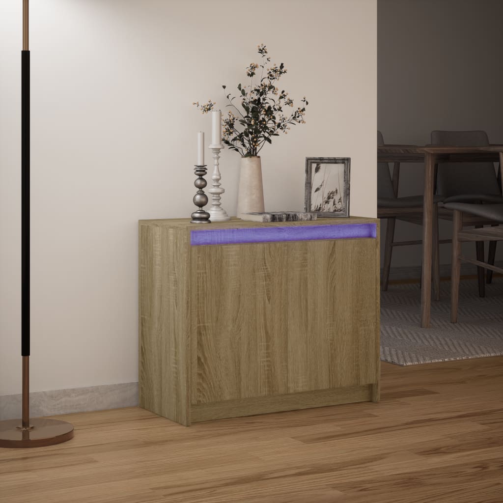 Buffet avec LED chêne sonoma 72x34x61 cm bois d'ingénierie