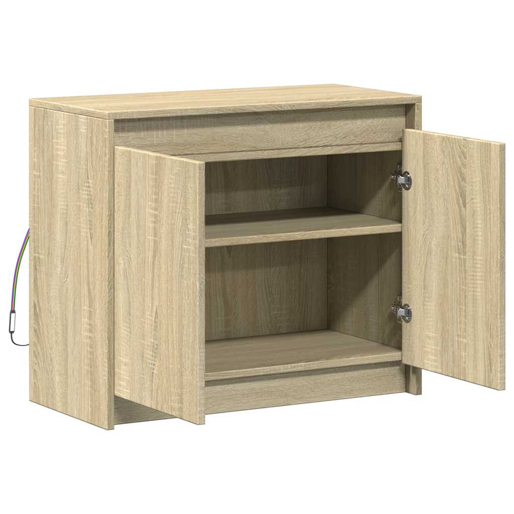 Buffet avec LED chêne sonoma 72x34x61 cm bois d'ingénierie