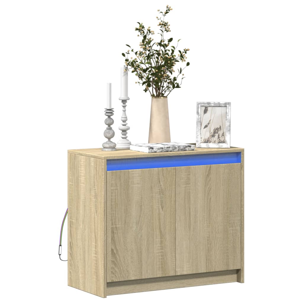 Buffet avec LED chêne sonoma 72x34x61 cm bois d'ingénierie