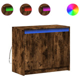 Buffet avec LED chêne fumé 72x34x61 cm bois d'ingénierie