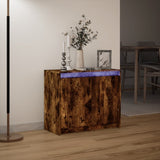 Buffet avec LED chêne fumé 72x34x61 cm bois d'ingénierie