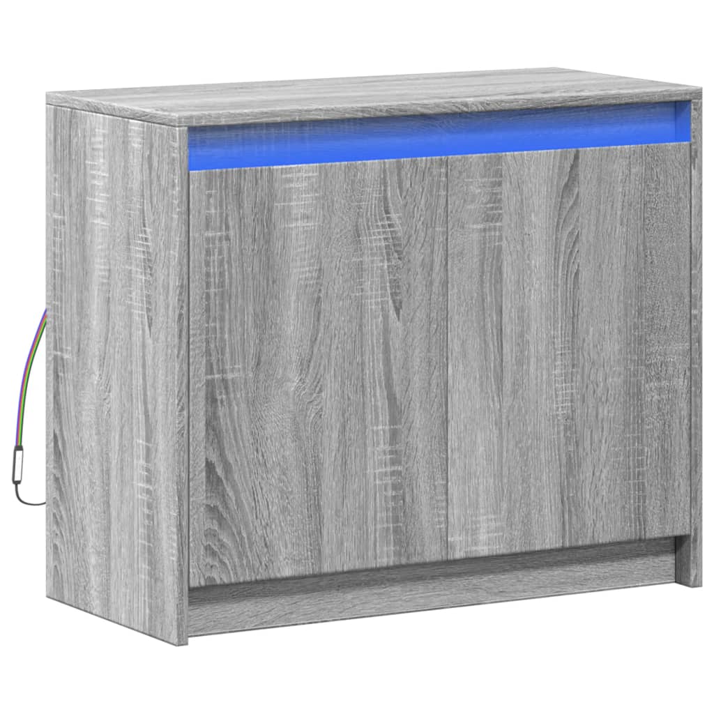 Buffet avec LED sonoma gris 72x34x61 cm bois d'ingénierie