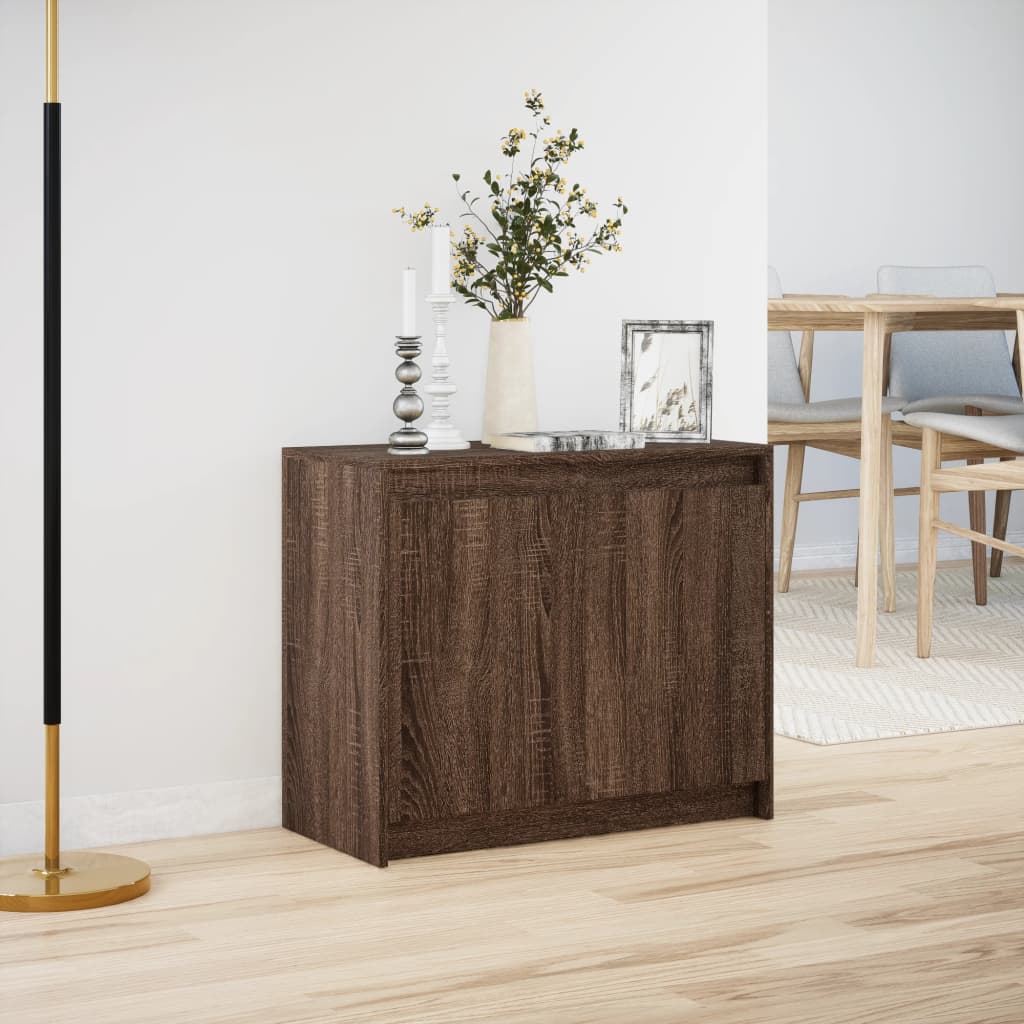 Buffet avec LED chêne marron 72x34x61 cm bois d'ingénierie