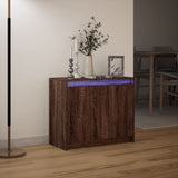 Buffet avec LED chêne marron 72x34x61 cm bois d'ingénierie