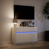 Meuble TV avec LED blanc 91x34x61 cm bois d'ingénierie