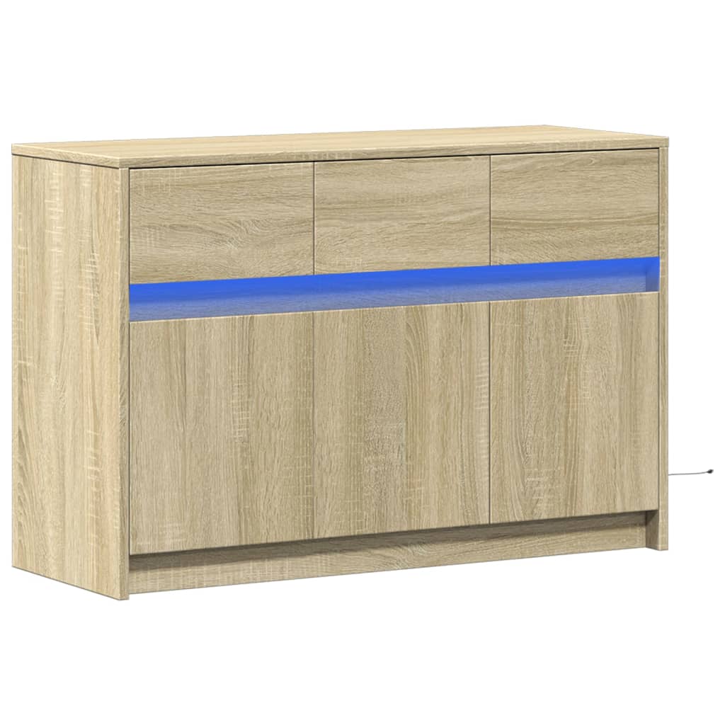 Meuble TV avec LED chêne sonoma 91x34x61 cm bois d'ingénierie