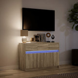 Meuble TV avec LED chêne sonoma 91x34x61 cm bois d'ingénierie