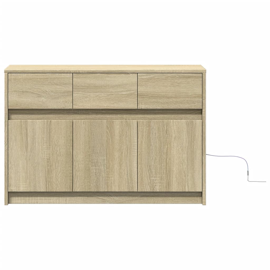 Meuble TV avec LED chêne sonoma 91x34x61 cm bois d'ingénierie