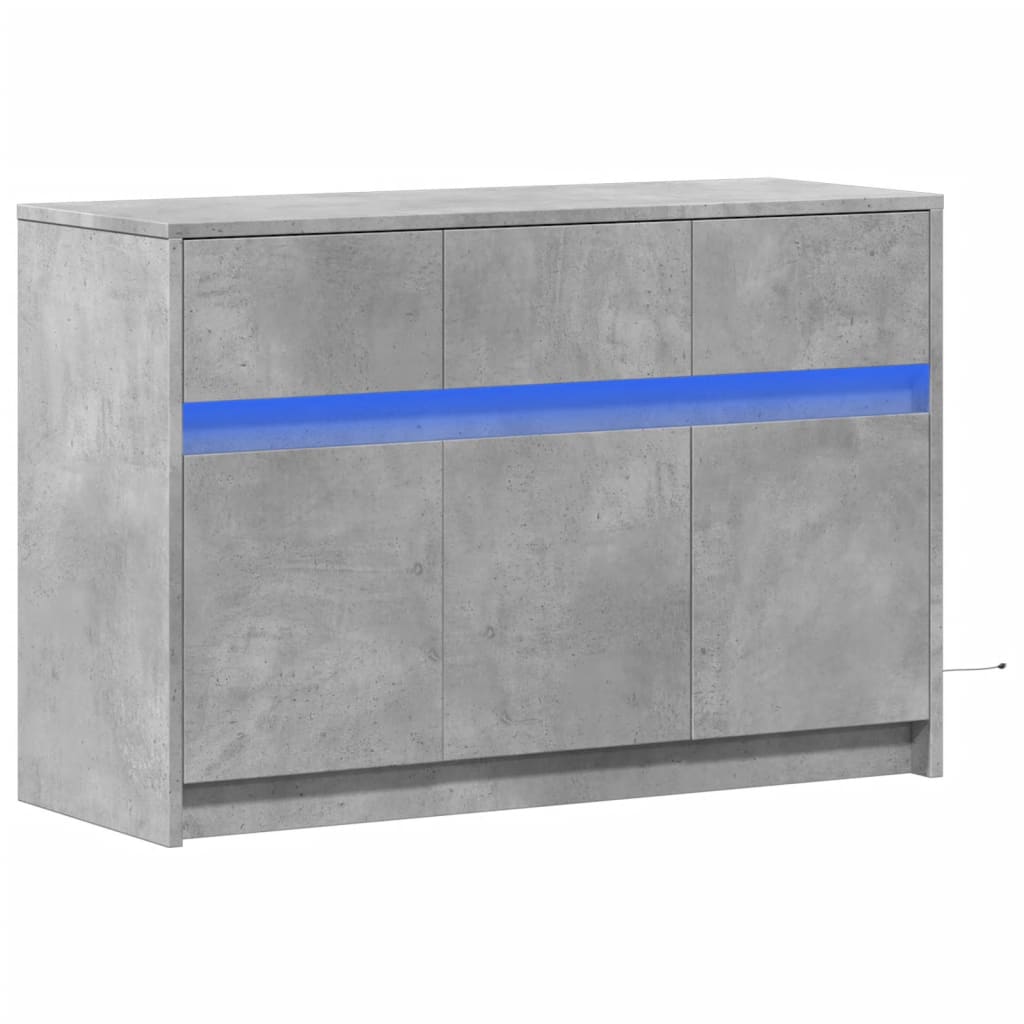 Meuble TV avec LED gris béton 91x34x61 cm bois d'ingénierie