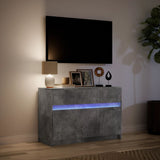 Meuble TV avec LED gris béton 91x34x61 cm bois d'ingénierie