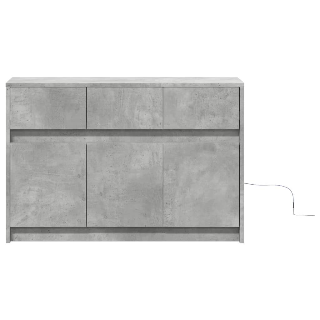 Meuble TV avec LED gris béton 91x34x61 cm bois d'ingénierie