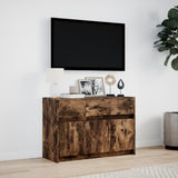 Meuble TV avec LED chêne fumé 91x34x61 cm bois d'ingénierie