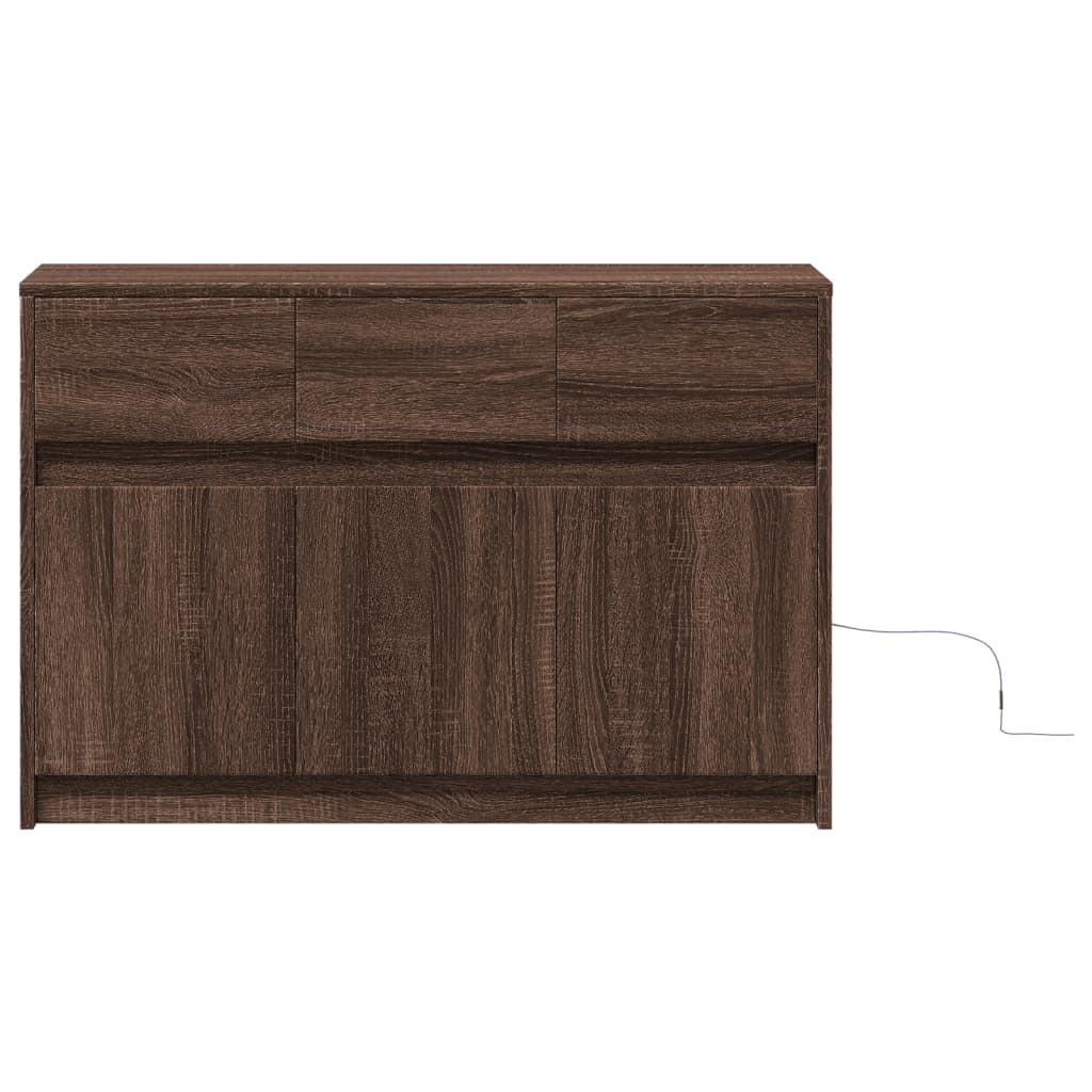 Meuble TV avec LED chêne marron 91x34x61 cm bois d'ingénierie