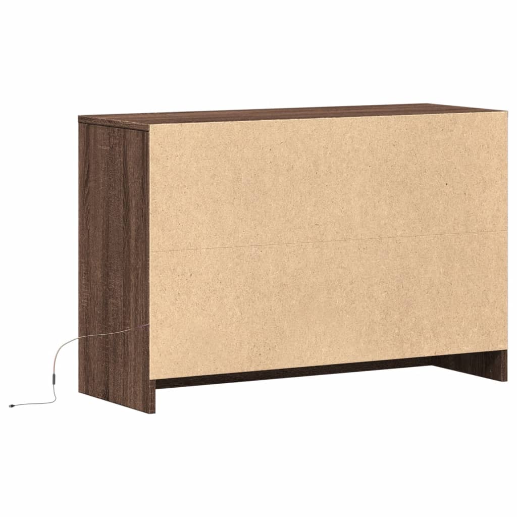 Meuble TV avec LED chêne marron 91x34x61 cm bois d'ingénierie