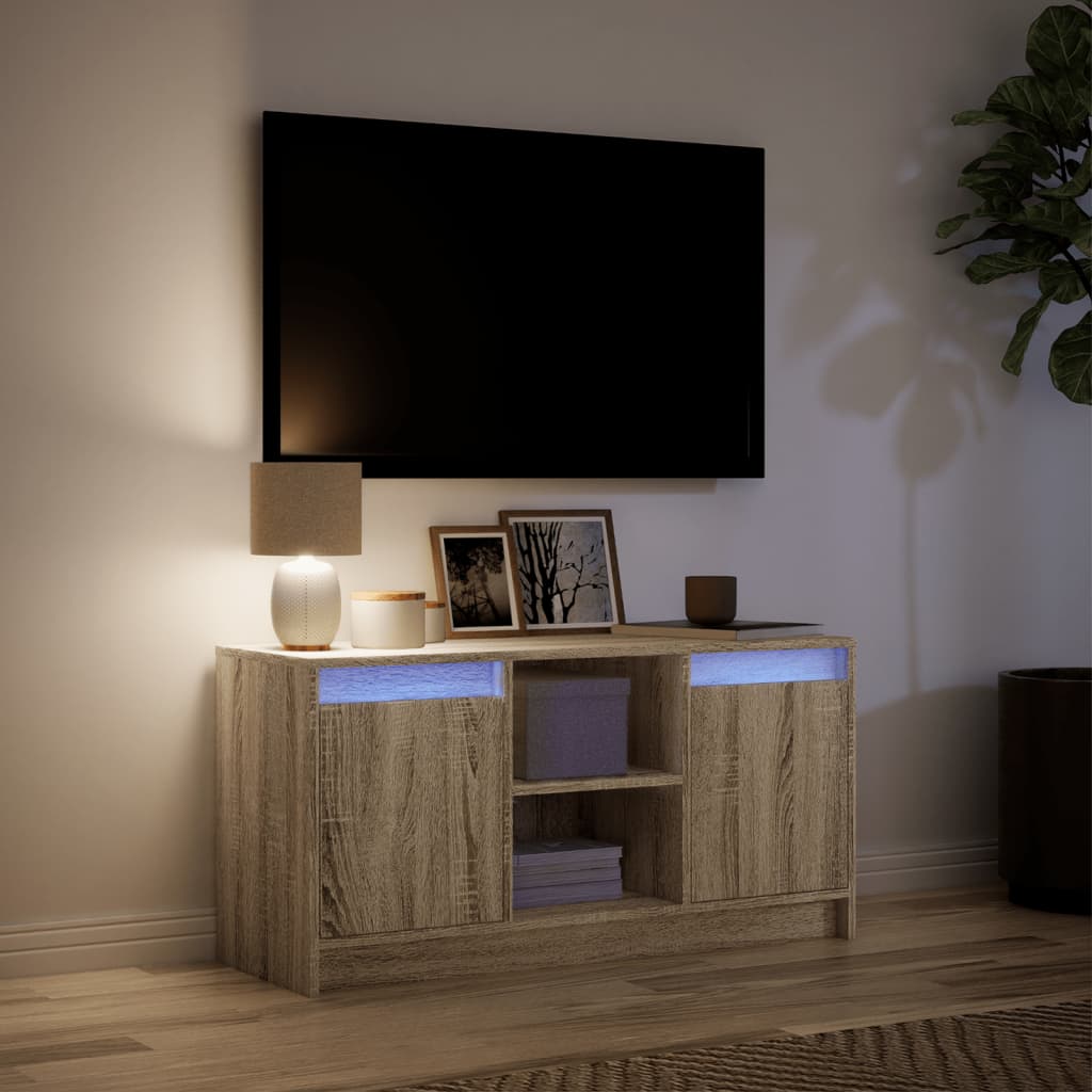 Meuble TV avec LED chêne sonoma 100x34x50 cm bois d'ingénierie