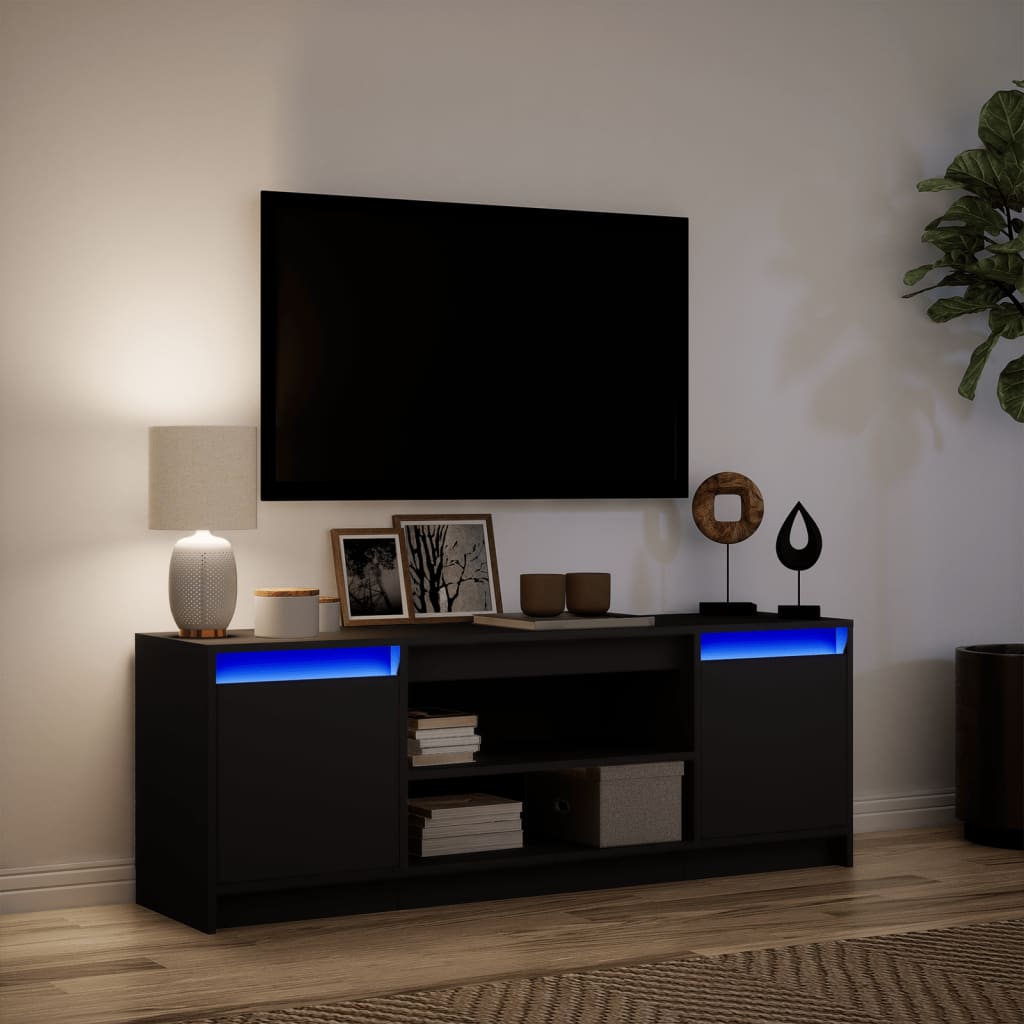 Meuble TV avec LED noir 139,5x34x50 cm bois d'ingénierie