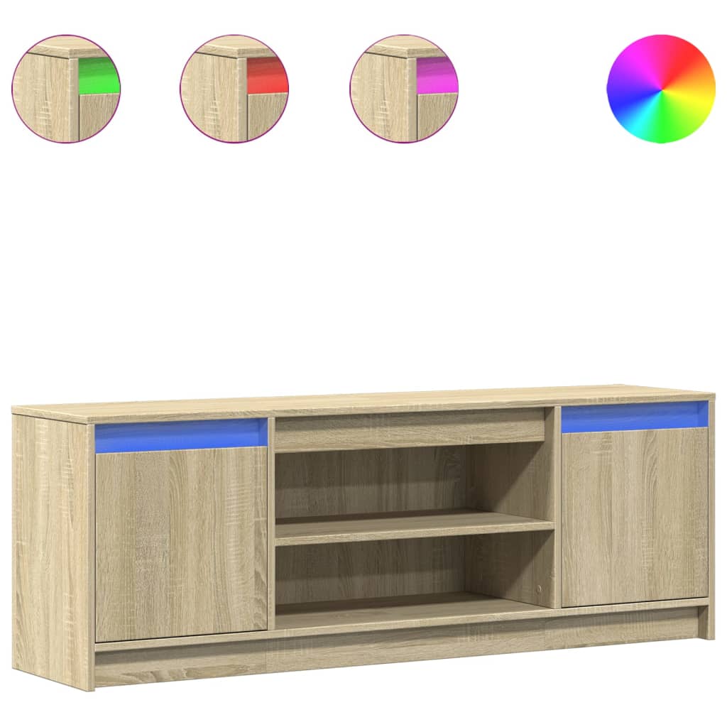 Meuble TV avec LED chêne sonoma 139,5x34x50cm bois d'ingénierie