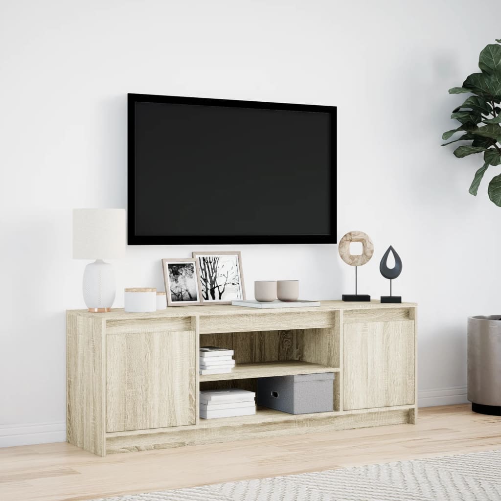 Meuble TV avec LED chêne sonoma 139,5x34x50cm bois d'ingénierie