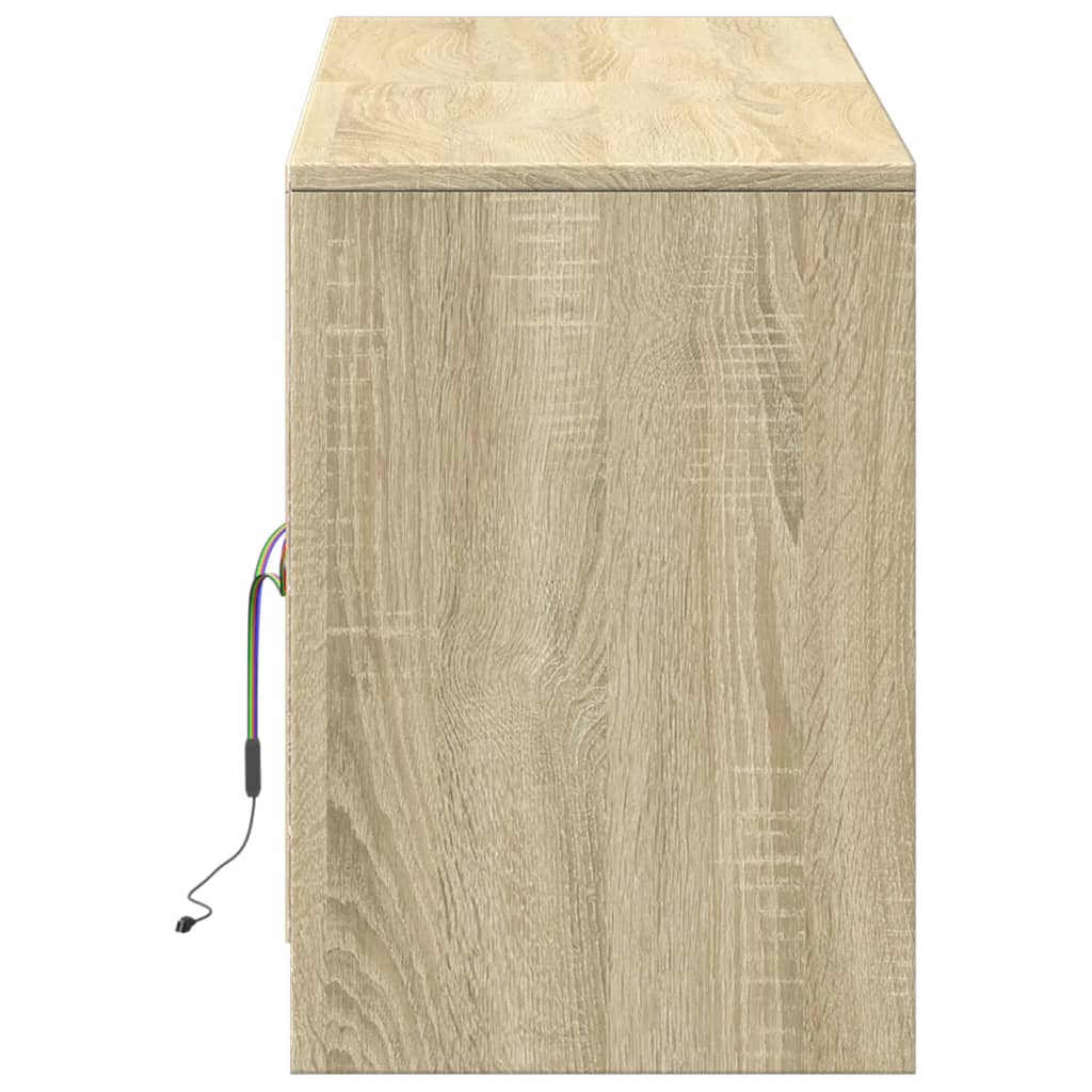 Meuble TV avec LED chêne sonoma 139,5x34x50cm bois d'ingénierie