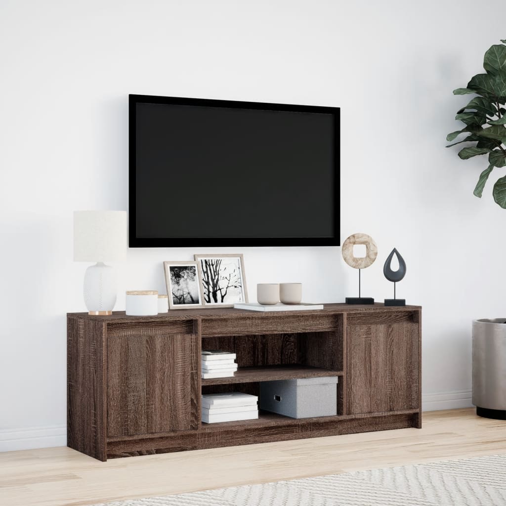 Meuble TV avec LED chêne marron 139,5x34x50cm bois d'ingénierie