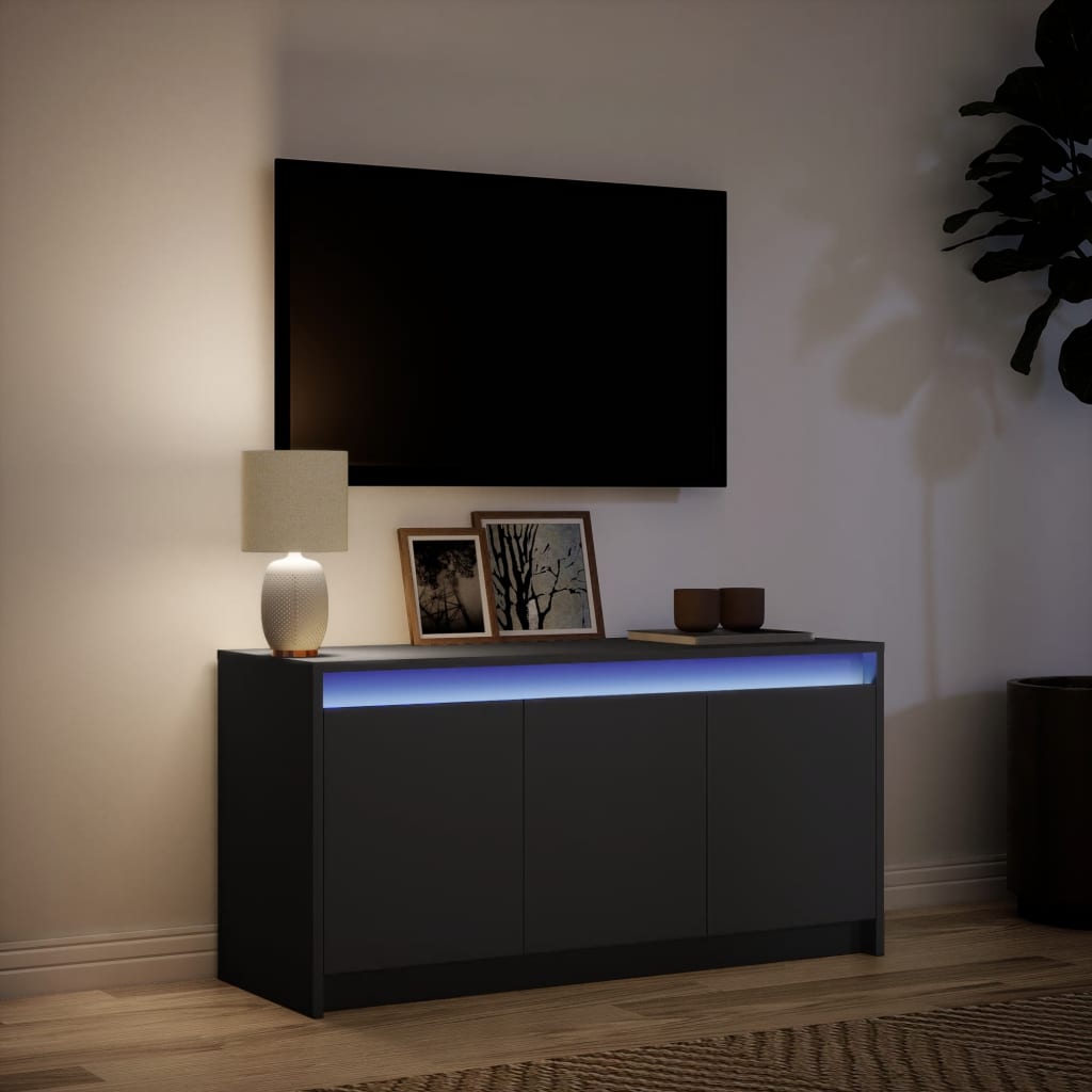 Meuble TV avec LED noir 100x34x50 cm bois d'ingénierie