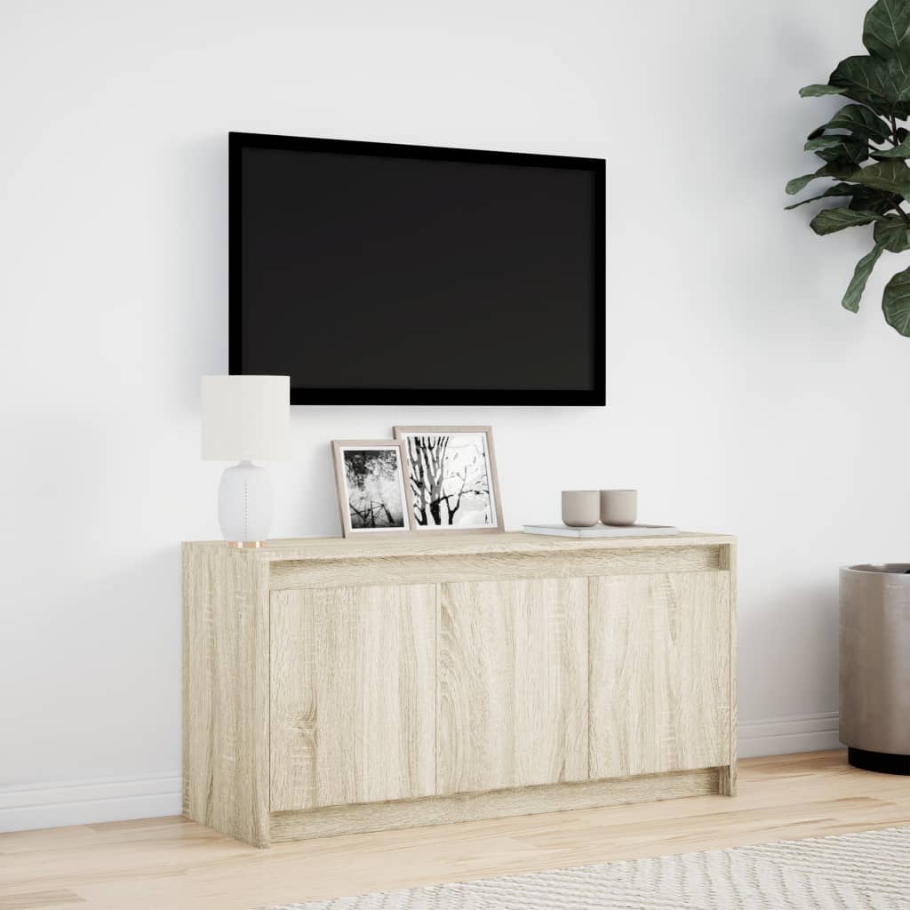 Meuble TV avec LED chêne sonoma 100x34x50 cm bois d'ingénierie