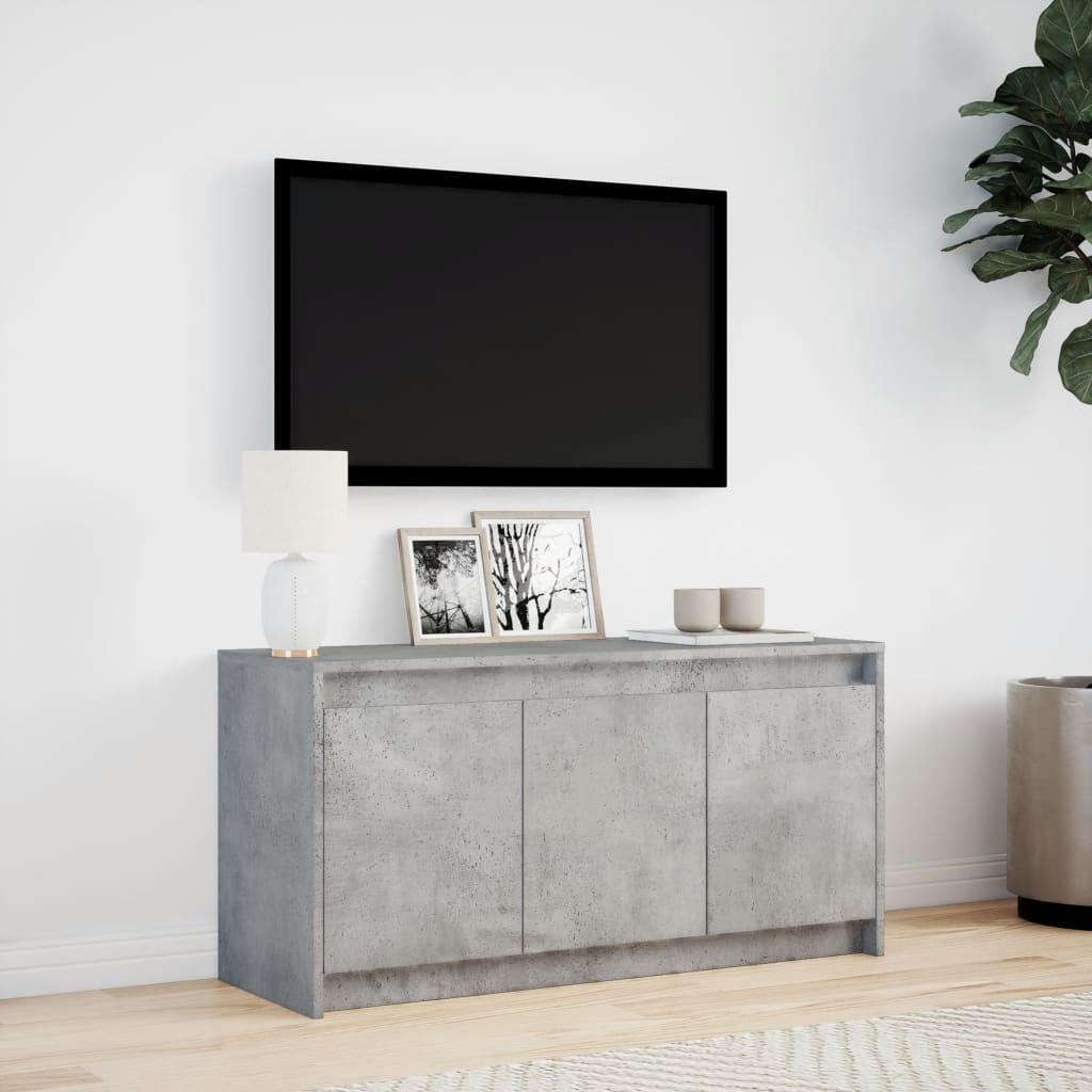 Meuble TV avec LED gris béton 100x34x50 cm bois d'ingénierie