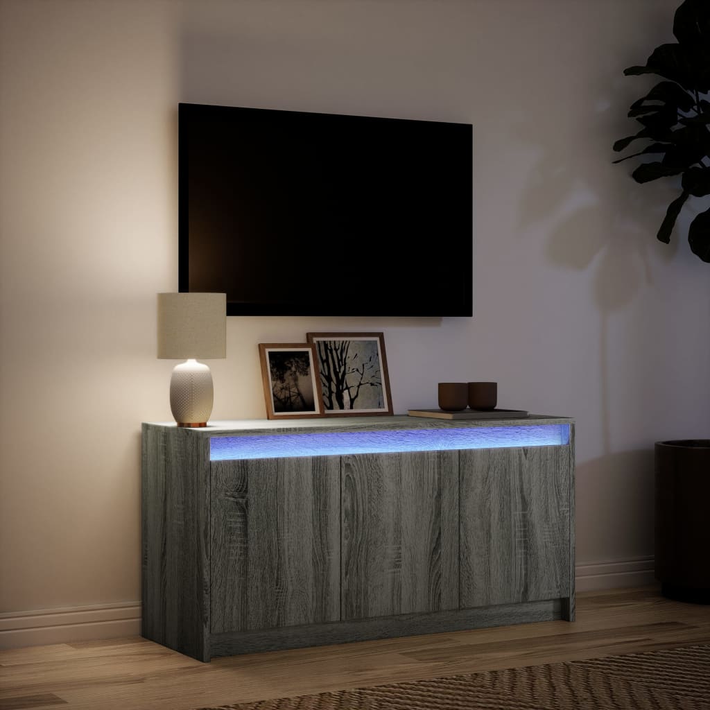 Meuble TV avec LED sonoma gris 100x34x50 cm bois d'ingénierie