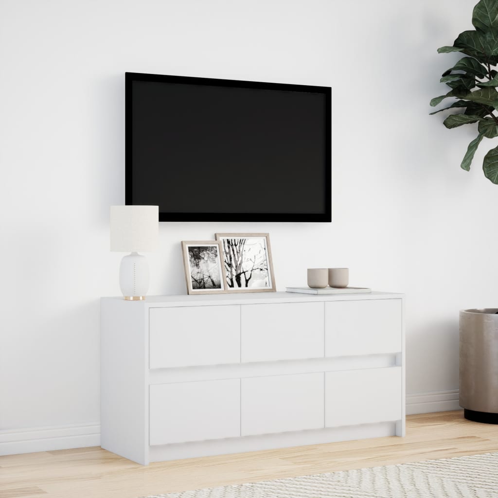 Meuble TV avec LED blanc 100x34x50 cm bois d'ingénierie