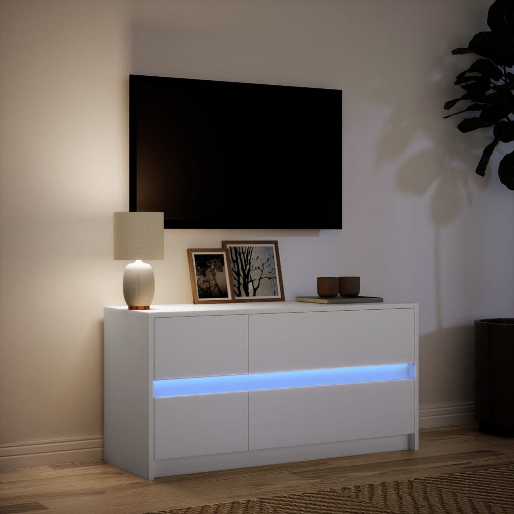 Meuble TV avec LED blanc 100x34x50 cm bois d'ingénierie