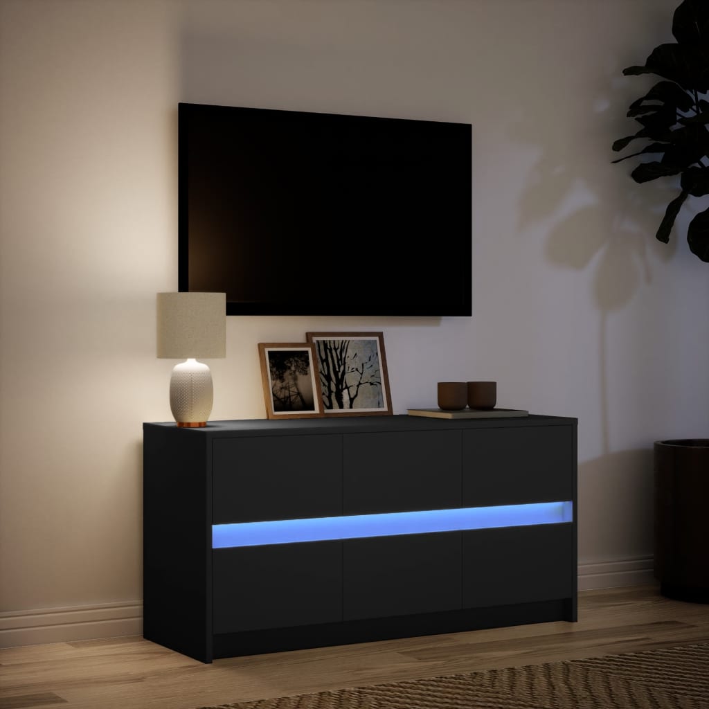 Meuble TV avec LED noir 100x34x50 cm bois d'ingénierie